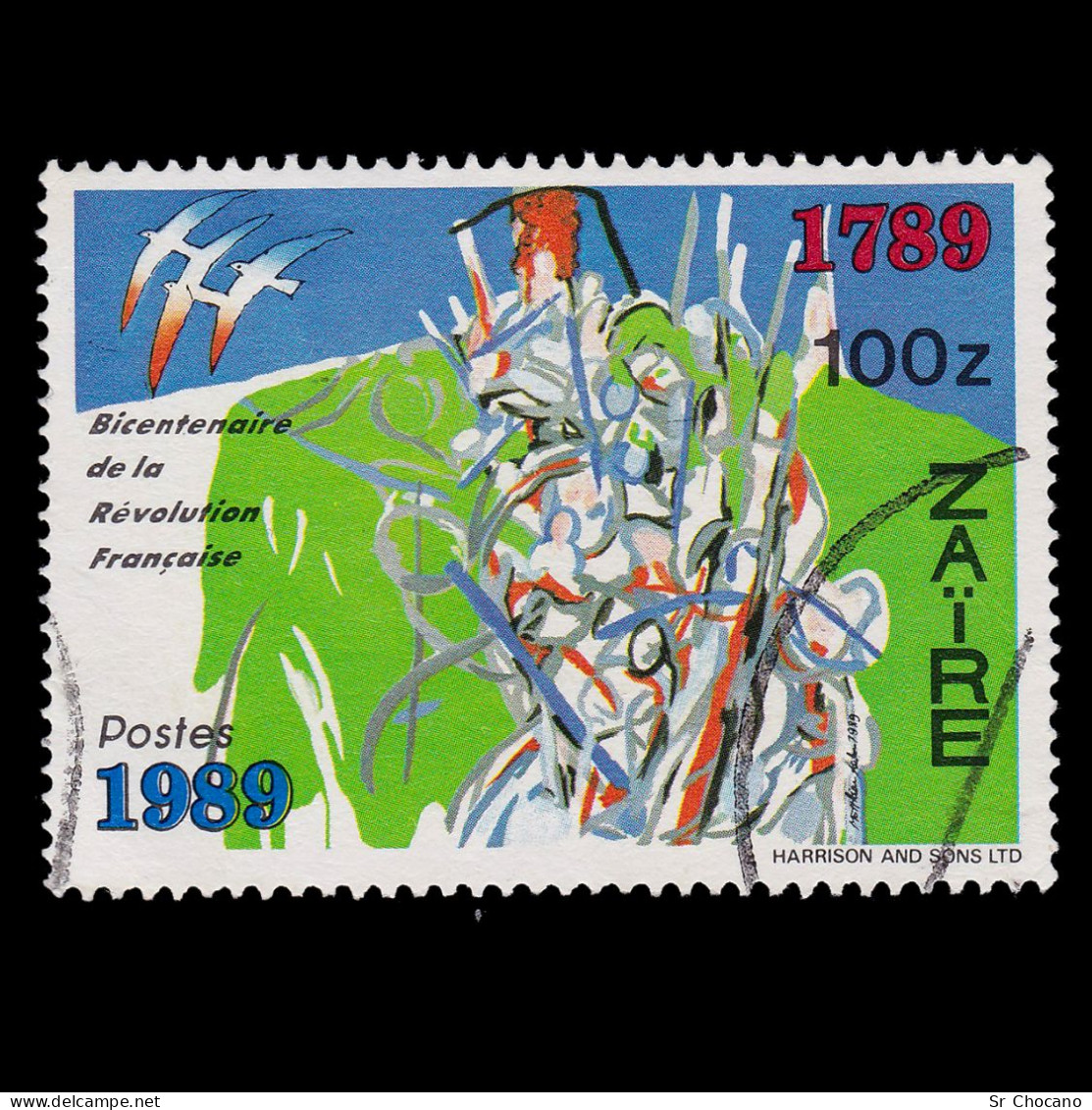 ZAIRE STAMP.1989.100z Multicolored .SCOTT 1243.USED. - Gebraucht