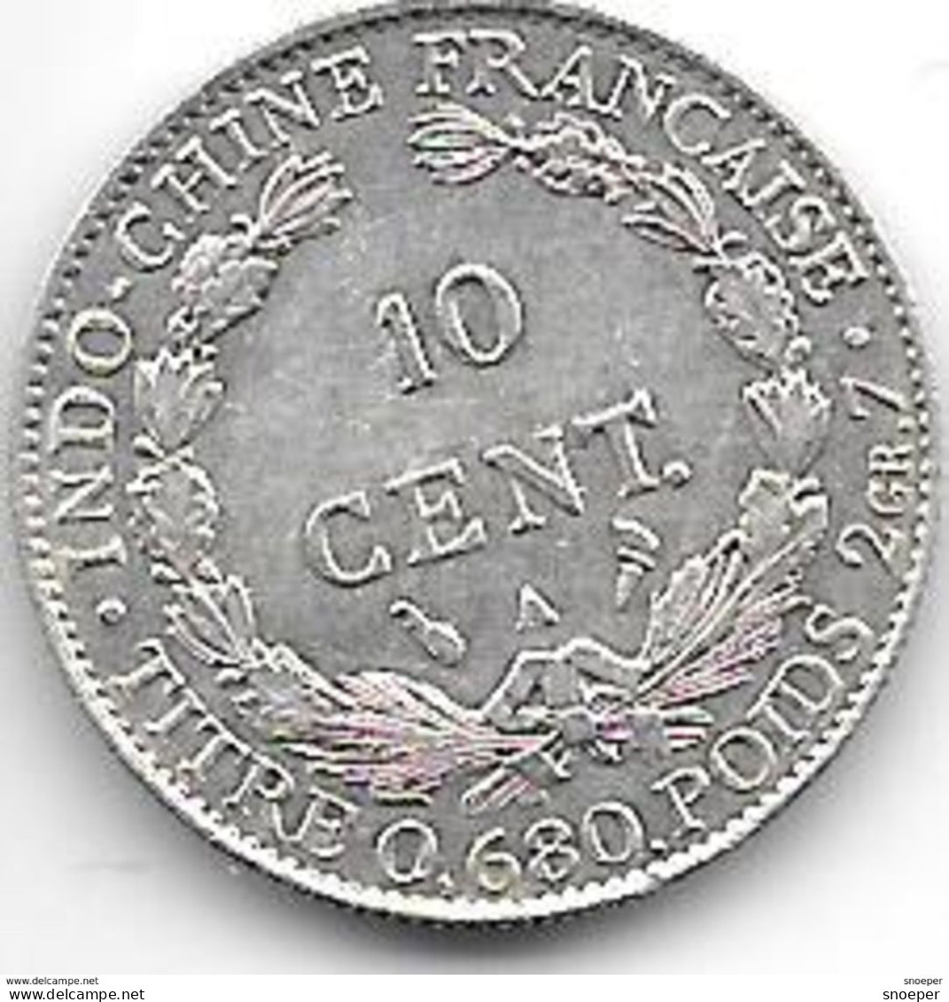*indo-china 10 Cents 1929 A Km 16.1  Xf+ - Autres & Non Classés