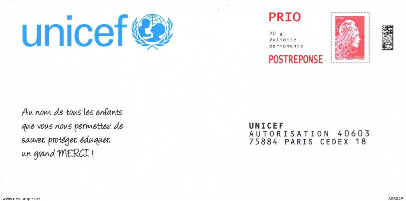Prêt à Poster Réponse U.N.I.C.E.F. - Prêts-à-poster:reply