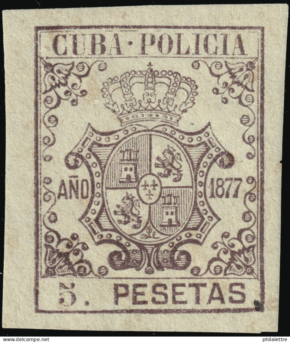 ESPAGNE / ESPANA - COLONIAS (Cuba) 1877 "CUBA-POLICIA" Fulcher 460 5 P Violeta-negro - Nuevo* - Cuba (1874-1898)