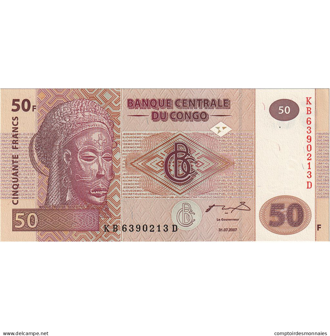 Billet, Congo Democratic Republic, 50 Francs, 2007-07-31, KM:97a, NEUF - Democratic Republic Of The Congo & Zaire