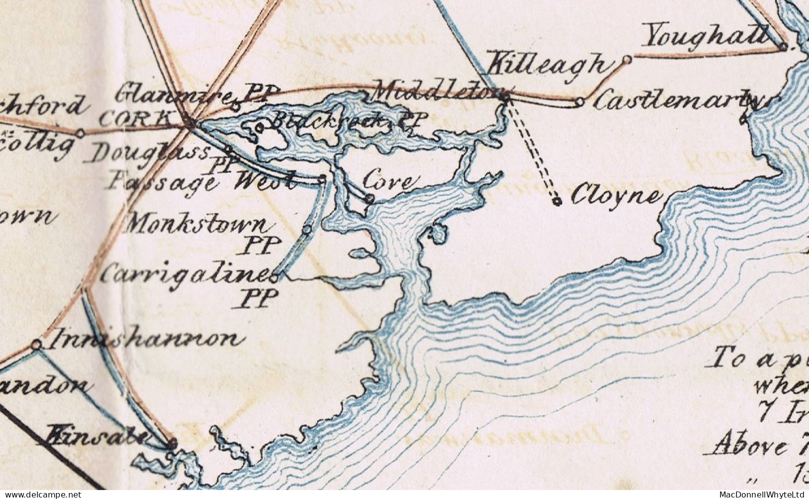 Ireland Cork Maritime 1844 Letter To London With KINSALE/SHIP LETTER, Ms "Forwarded By Coles, Bick & Reinhardt" - Voorfilatelie