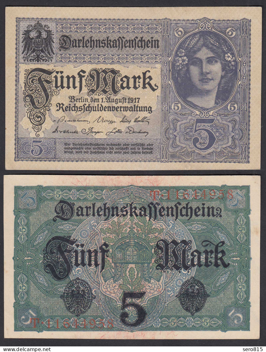 Deutschland - Germany 5 Mark 1917 Ro 54c Pick 56 XF (2) Serie T  (28317 - Sonstige & Ohne Zuordnung