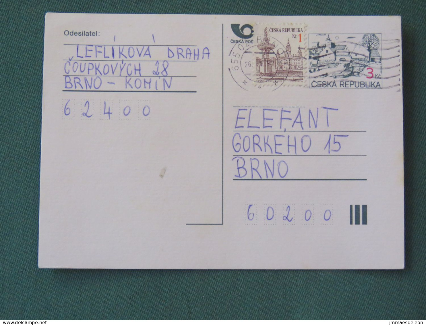 Czech Republic 1997 Stationery Postcard 3 + 1 Kcs Sent Locally - Briefe U. Dokumente