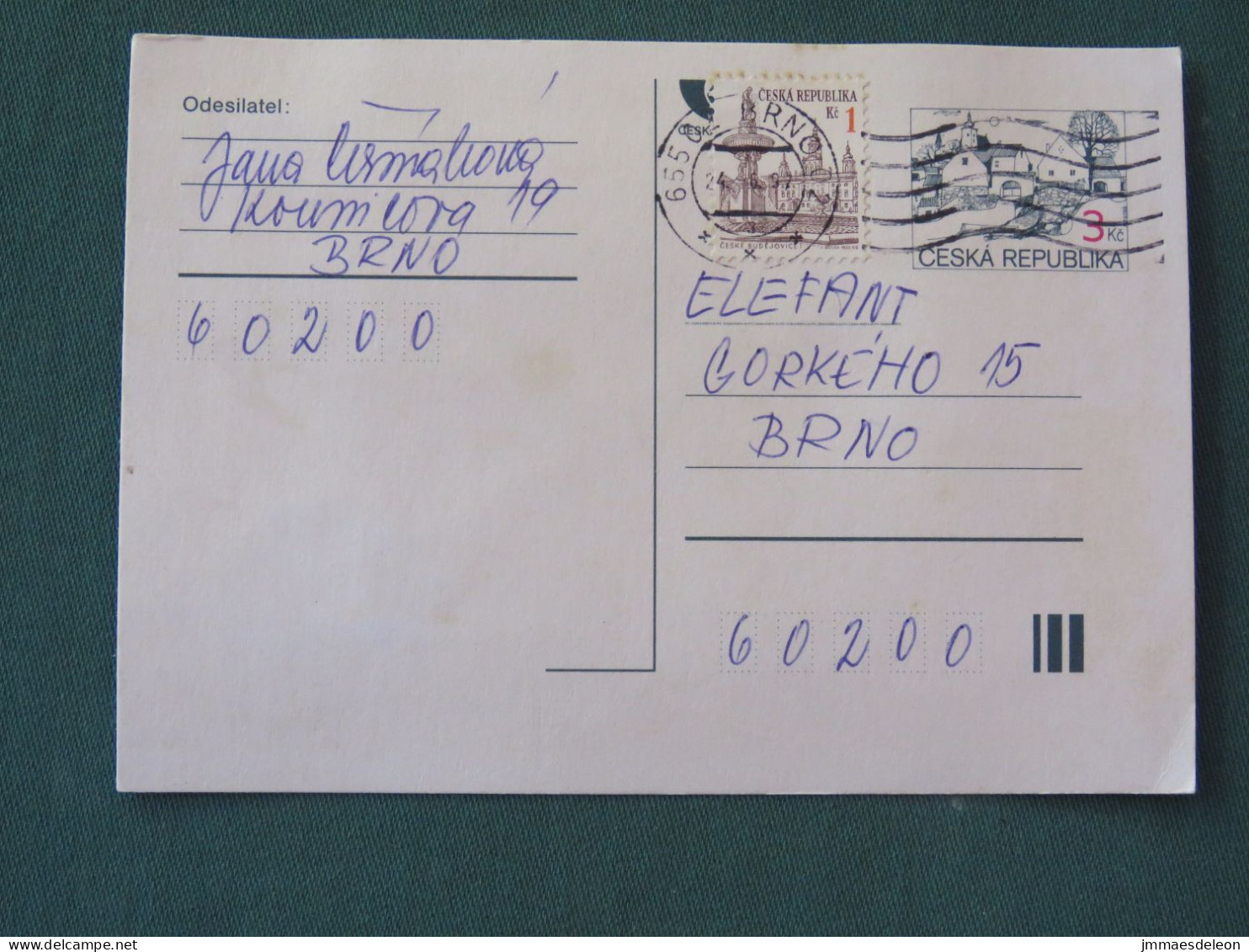 Czech Republic 1997 Stationery Postcard 3 + 1 Kcs Sent Locally - Briefe U. Dokumente