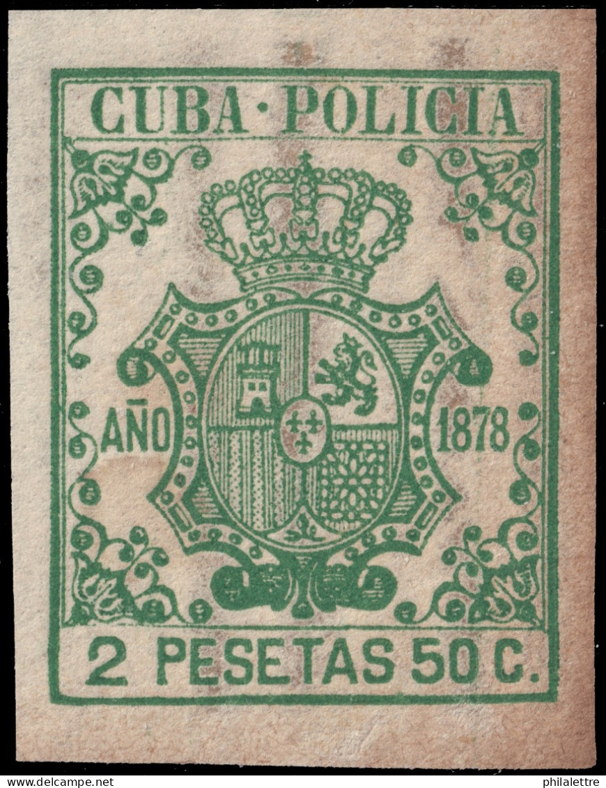 ESPAGNE / ESPANA - COLONIAS (Cuba) 1878 "CUBA-POLICIA" Fulcher 478 2,50 P Verde - Nuevo Con Goma - Kuba (1874-1898)