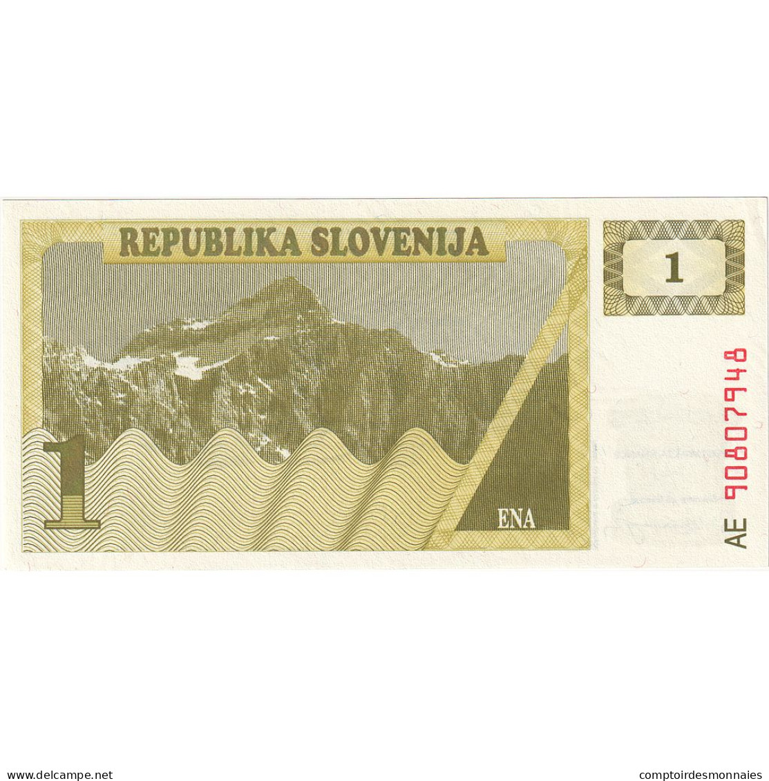 Billet, Slovénie, 1 (Tolar), KM:1a, NEUF - Eslovenia