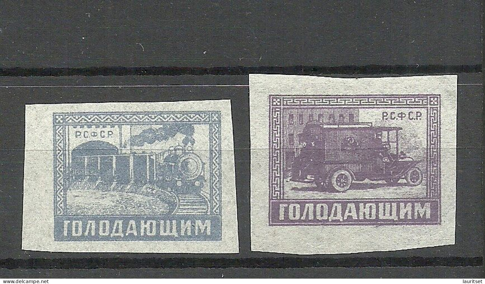 RUSSIA Russland 1922 Michel 192 - 193 Transport Hungerhilfe Famine Relief Train Eisenbahn (*) Mint No Gum/ohne Gummi - Unused Stamps