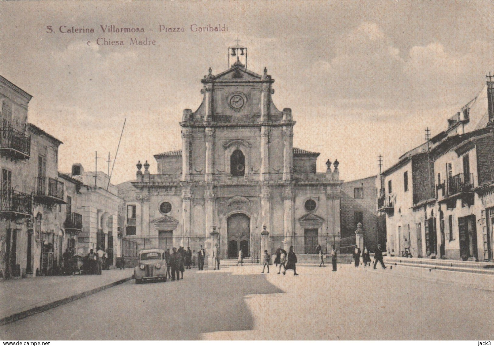 CARTOLINA - SANTA CATERINA VILLARMOSA (CALTANISSETTA) PIAZZA GARIBALDI - Caltanissetta