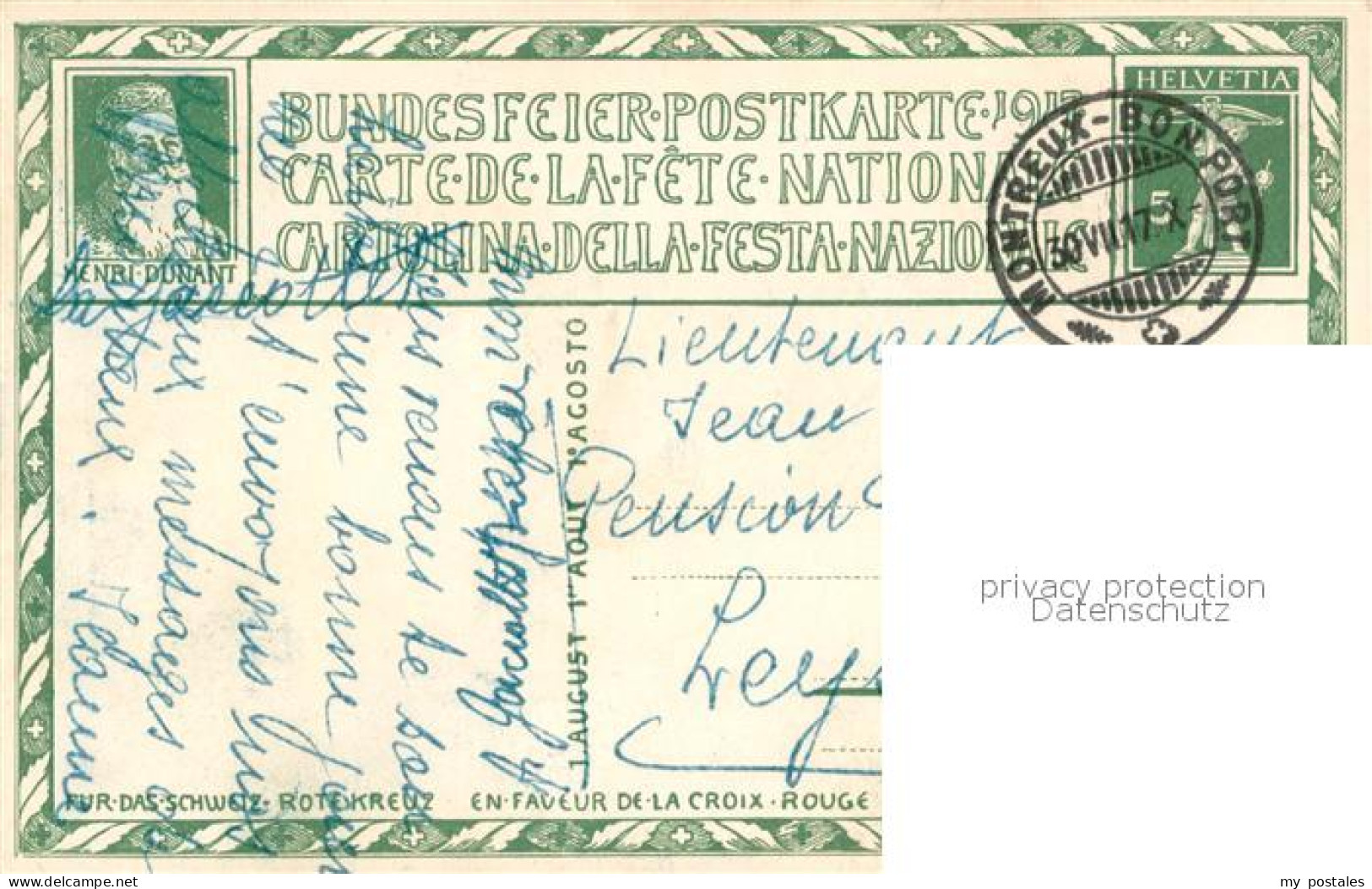 73740006 Bundesfeier Schweiz Zuerich 1917 Boscavils  - Expositions