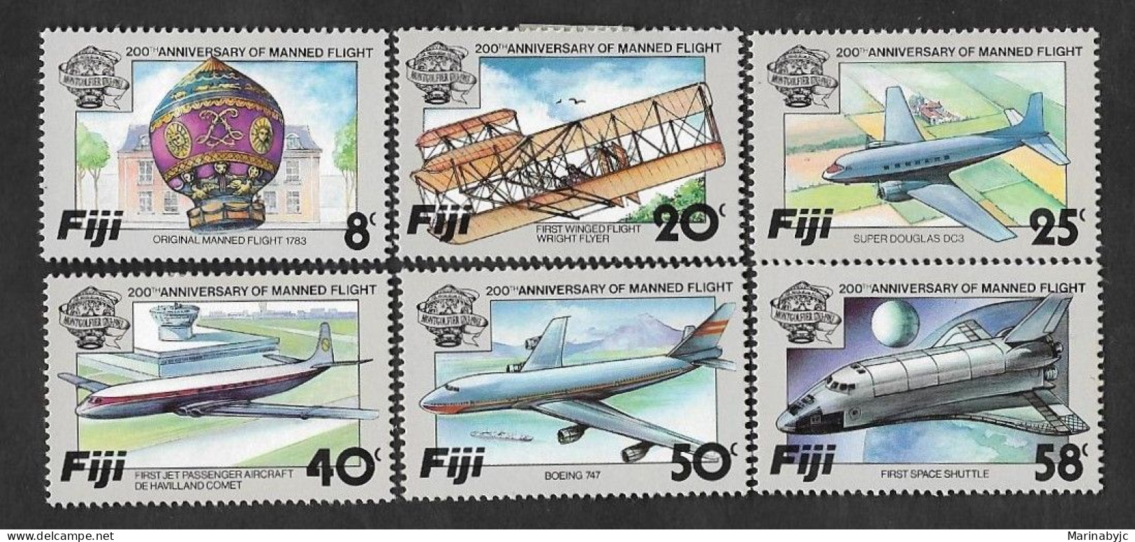 SD)1980 FIJI  BICENTENARY OF MANNED FLIGHT, 6 MINT STAMPS - Fiji (1970-...)
