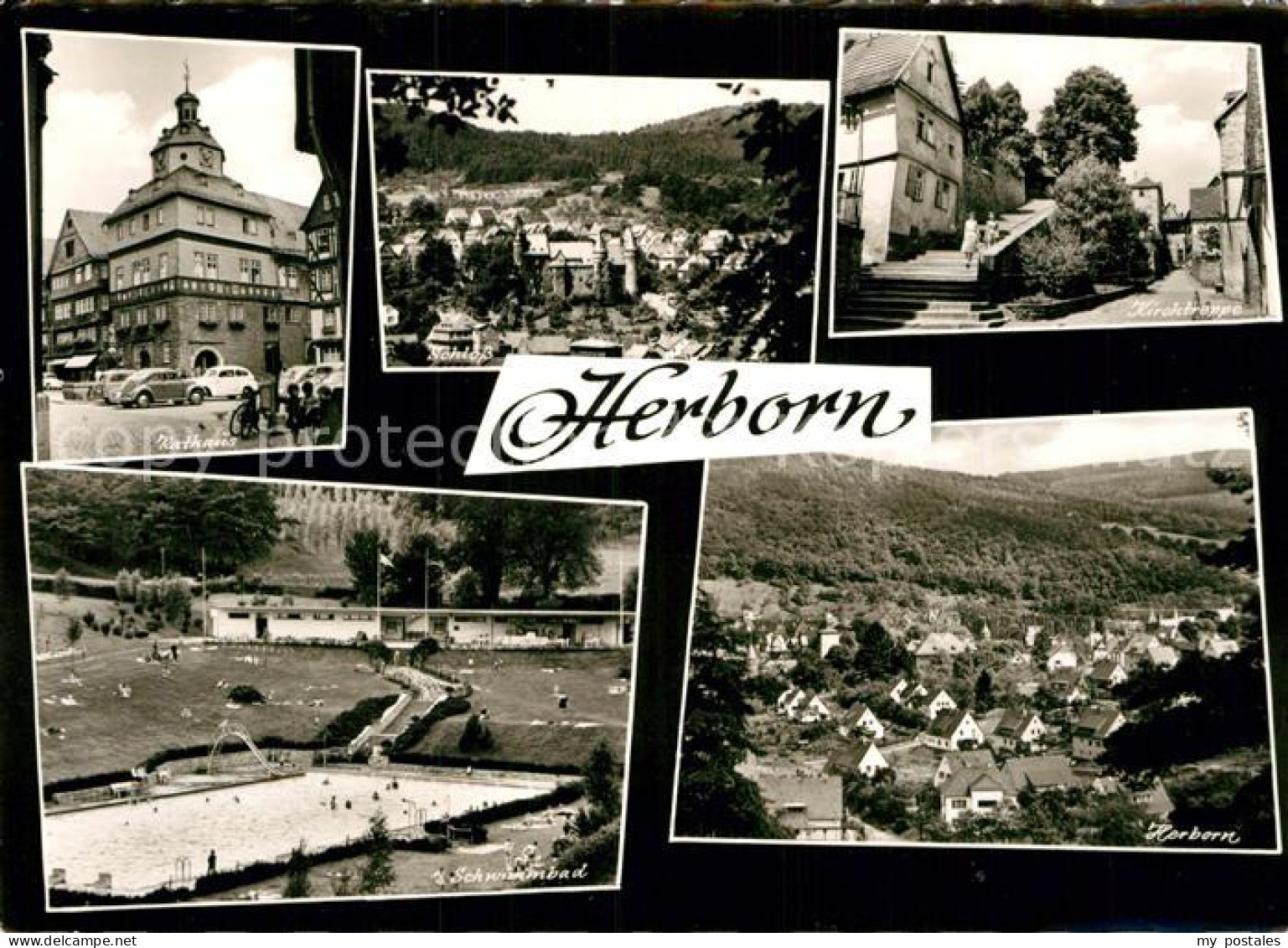 72952619 Herborn Hessen Rathaus Schloss Kirchtreppe Schwimmbad Stadtpanorama Her - Herborn