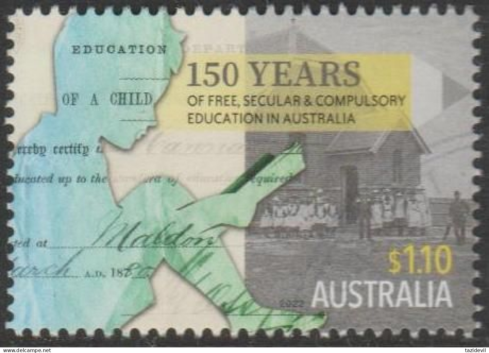 AUSTRALIA - USED - 2022 $1.10 150 Years Free Secular Compulsory Education - Gebraucht
