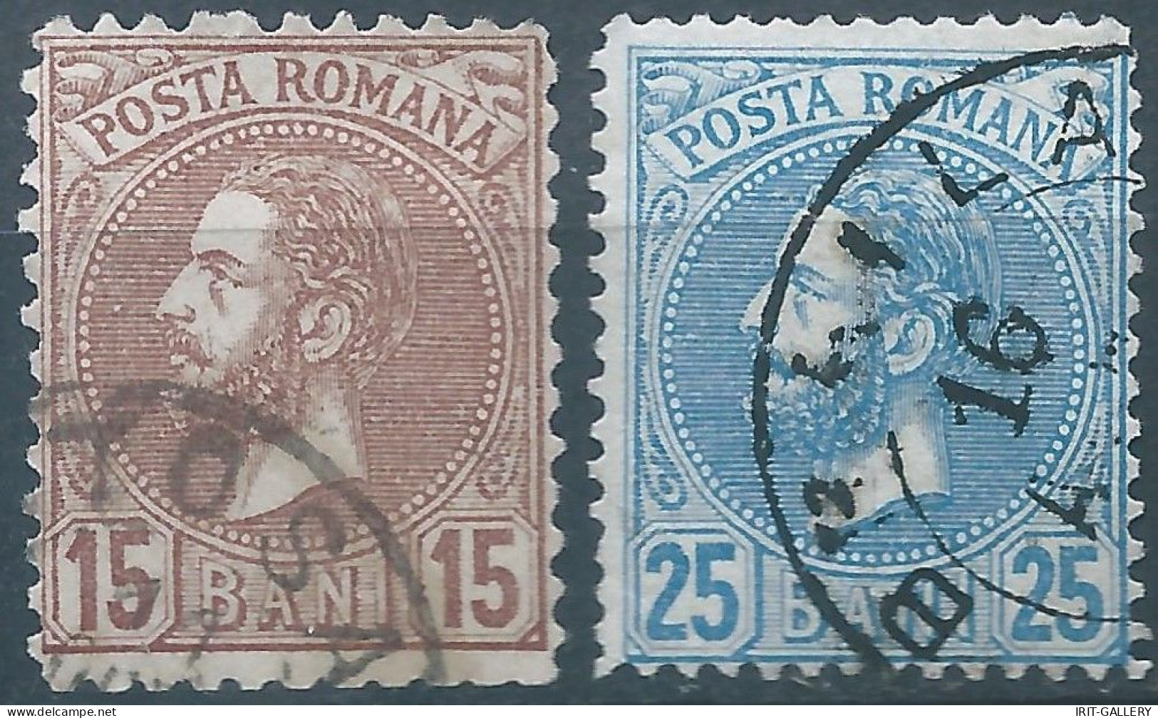 ROMANIA - ROUMANIE - RUMANIEN,1880 Prince Karl I, 15B & 25B,Oblitérée - Oblitérés