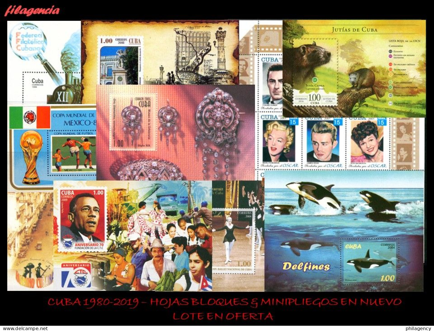 LOTES EN OFERTA. CUBA MINT. 1980-2019 LOTE DE 50 HOJAS BLOQUES & MINIPLIEGOS DIFERENTES MNH - Blocchi & Foglietti