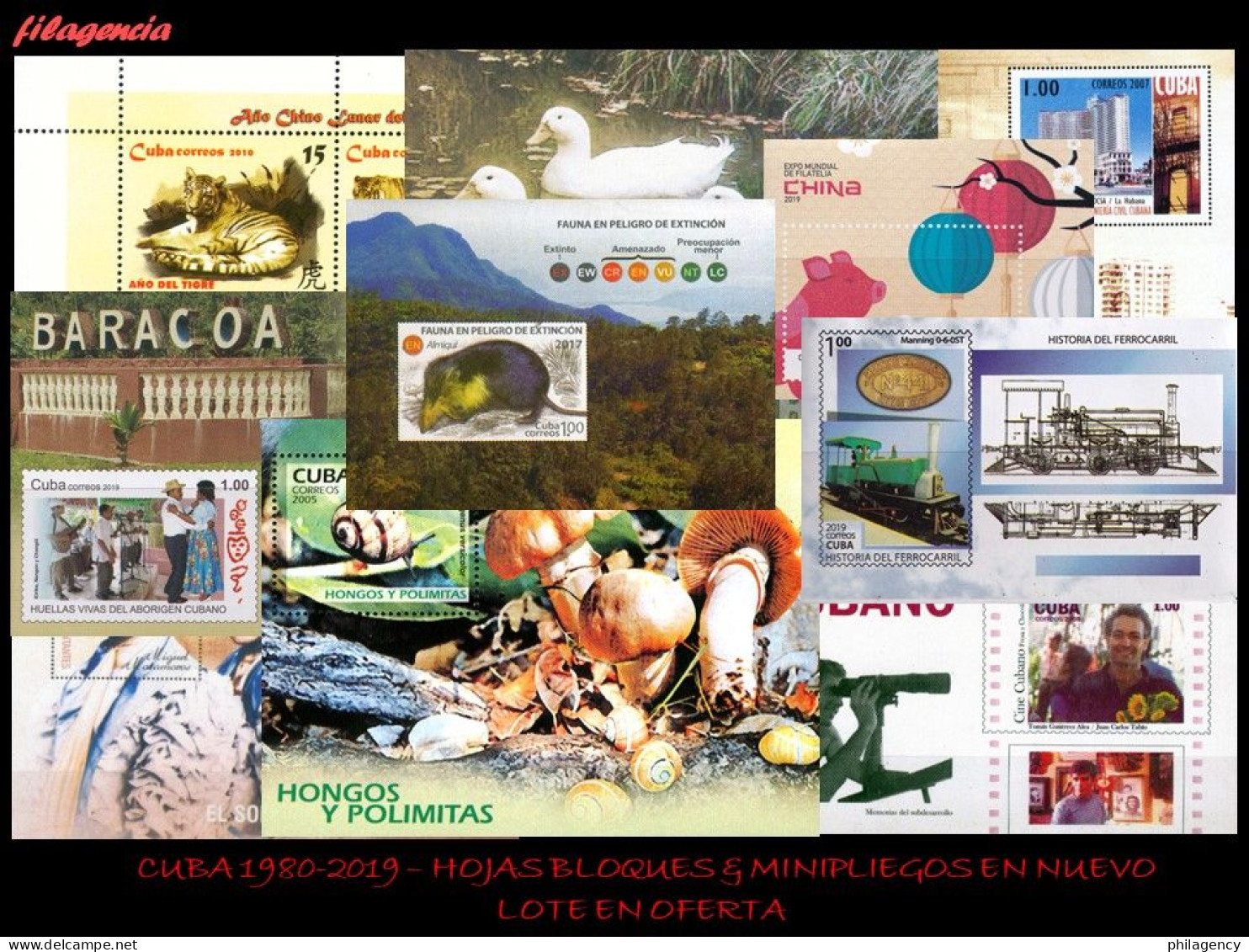 LOTES EN OFERTA. CUBA MINT. 1980-2019 LOTE DE 50 HOJAS BLOQUES & MINIPLIEGOS DIFERENTES MNH - Hojas Y Bloques