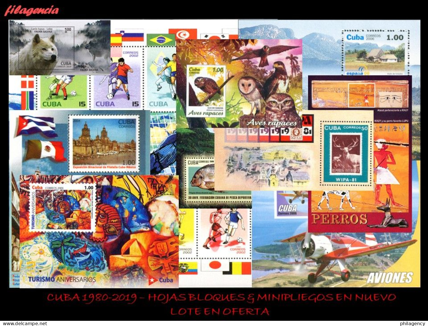 LOTES EN OFERTA. CUBA MINT. 1980-2019 LOTE DE 50 HOJAS BLOQUES & MINIPLIEGOS DIFERENTES MNH - Hojas Y Bloques