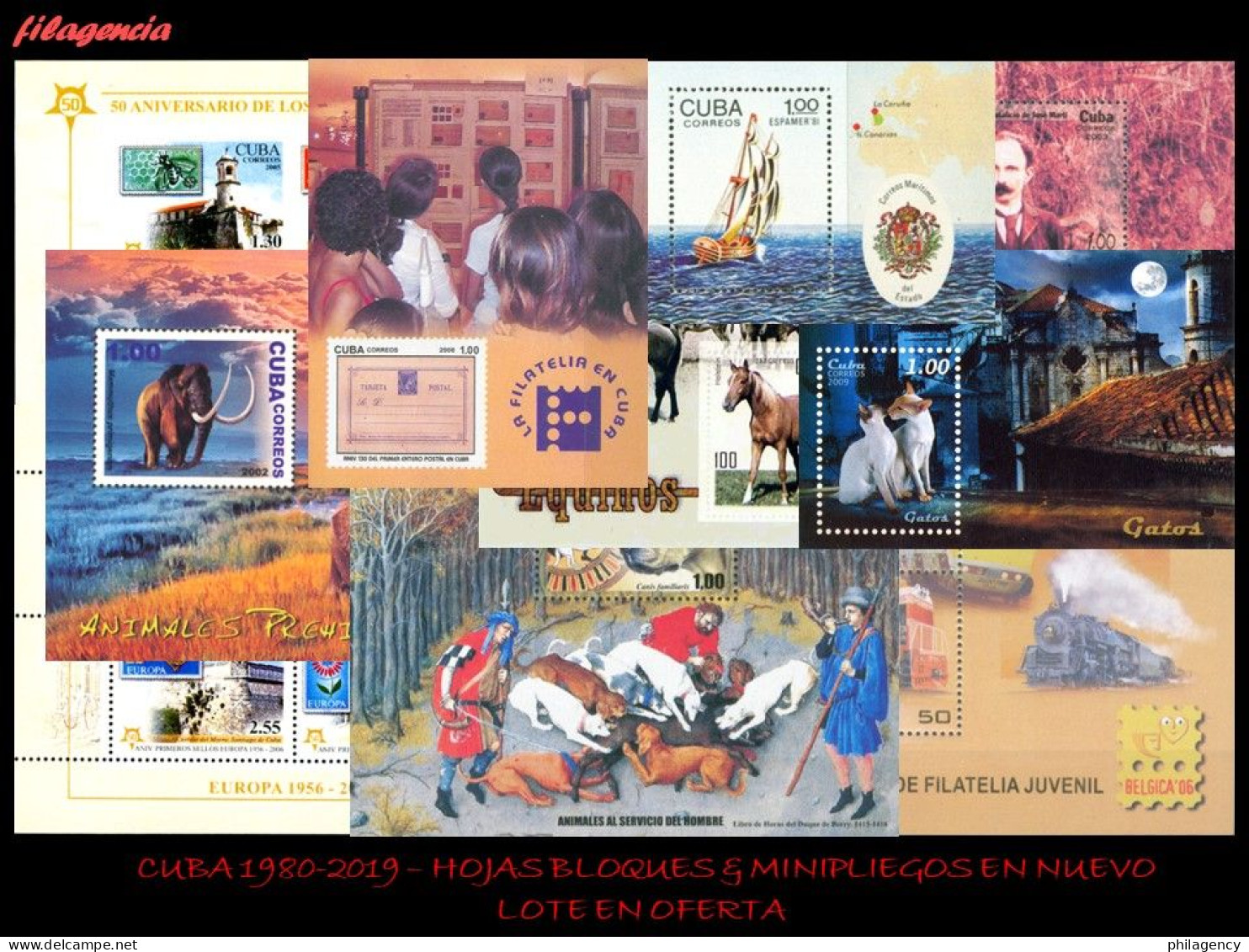 LOTES EN OFERTA. CUBA MINT. 1980-2019 LOTE DE 50 HOJAS BLOQUES & MINIPLIEGOS DIFERENTES MNH - Hojas Y Bloques