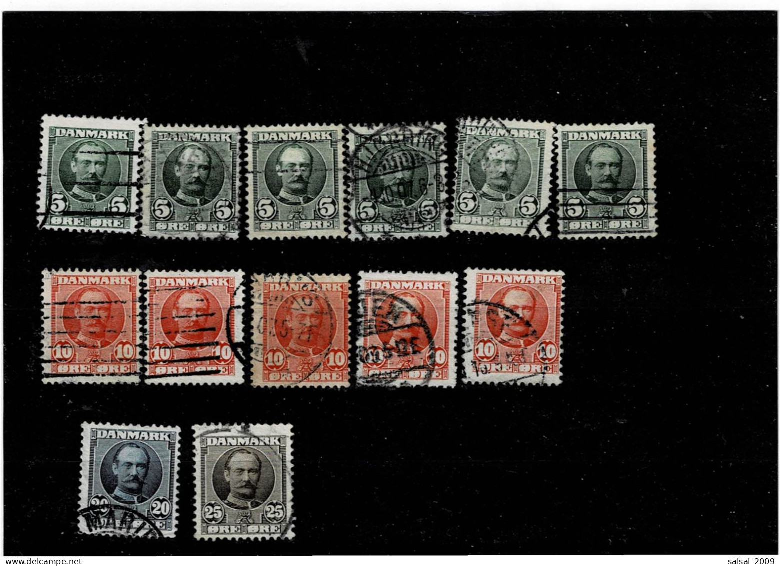 DENMARK ,"Frederik VIII",13 Pezzi Usati ,qualita Ottima - Used Stamps