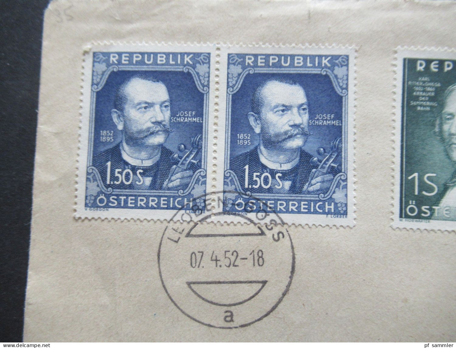 Österreich 1952 Nr.970 (2) U. 971 (2) MiF Leoben Göß In Die CSR Mit Fiskalmarke / Douane Timbre Poste Praha / Zensur ?! - Briefe U. Dokumente