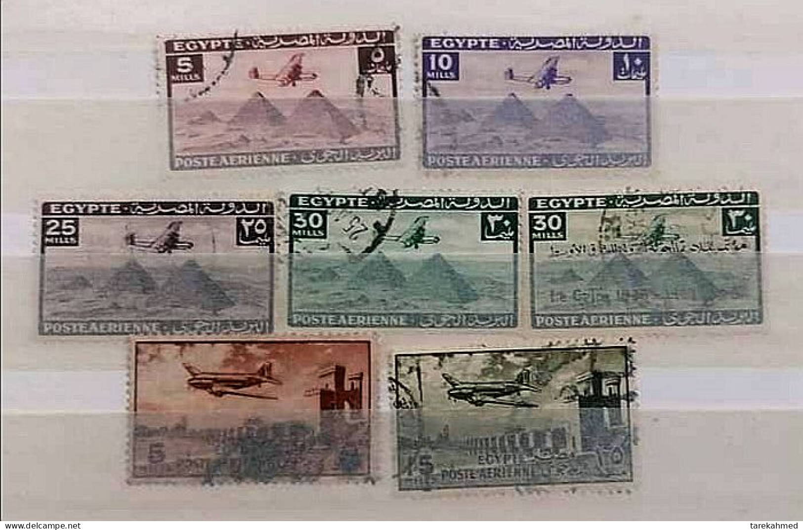 Egypt 1941 -1946, Airmail  Rare Complete Set Of The Airplane Over Pyramids Of GIZA & Airmail Set Of 1953, VF - Gebruikt