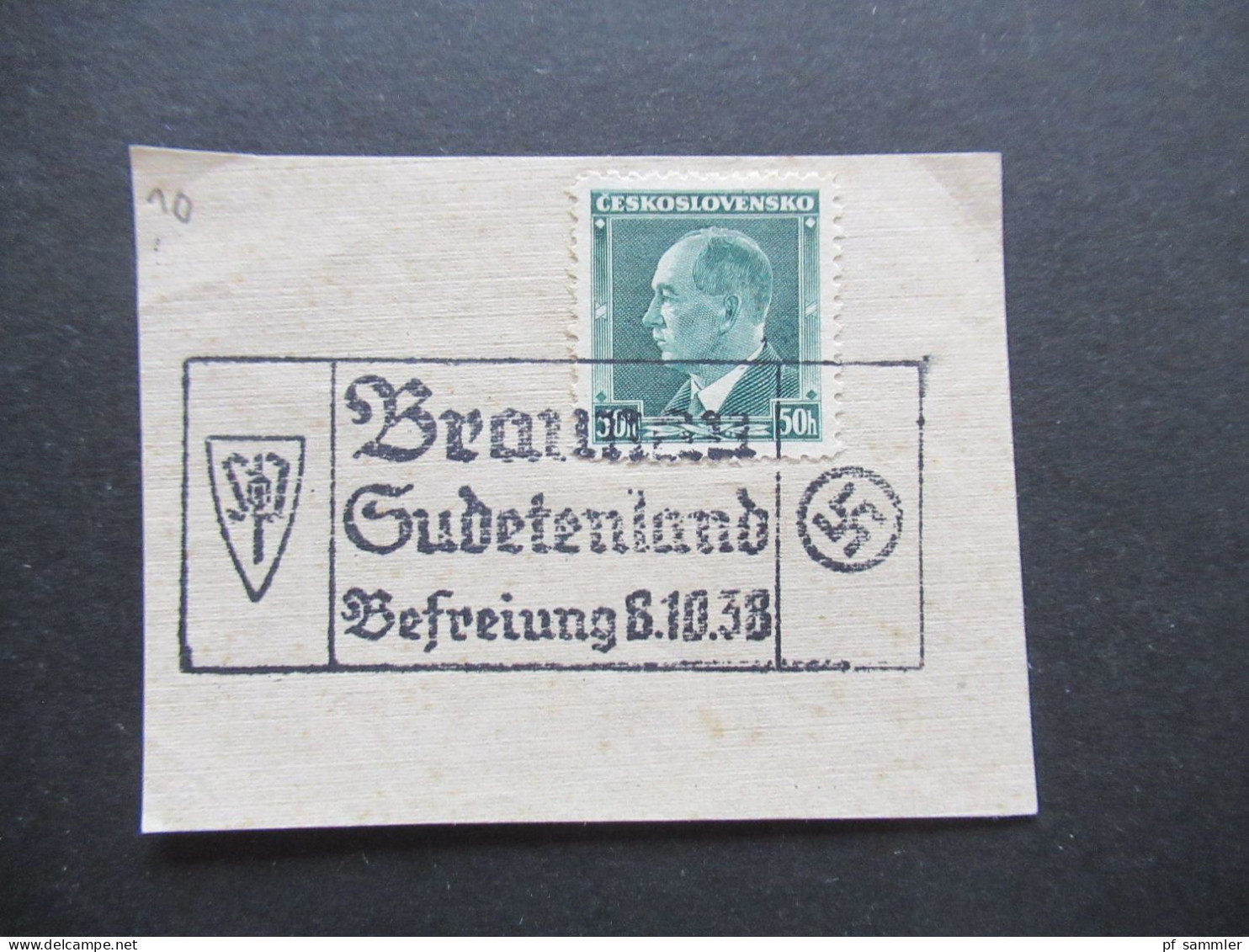 3.Reich Sudetenland Briefstück Mit Befreiungsstempel Braunau Sudetenland Befreiung 8.10.1938 - Sudetenland