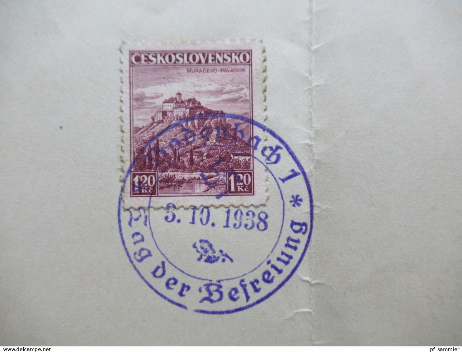 3.Reich Sudetenland Befreiungsstempel Bodenbach 1 Sudetenland Tag Der Befreiung 3.10.1938 Blanko Blatt Mit 6 Marken - Sudetes