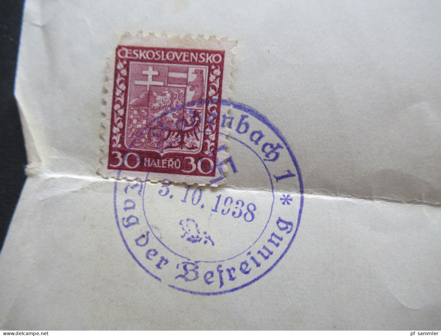 3.Reich Sudetenland Befreiungsstempel Bodenbach 1 Sudetenland Tag Der Befreiung 3.10.1938 Blanko Blatt Mit 6 Marken - Sudetenland