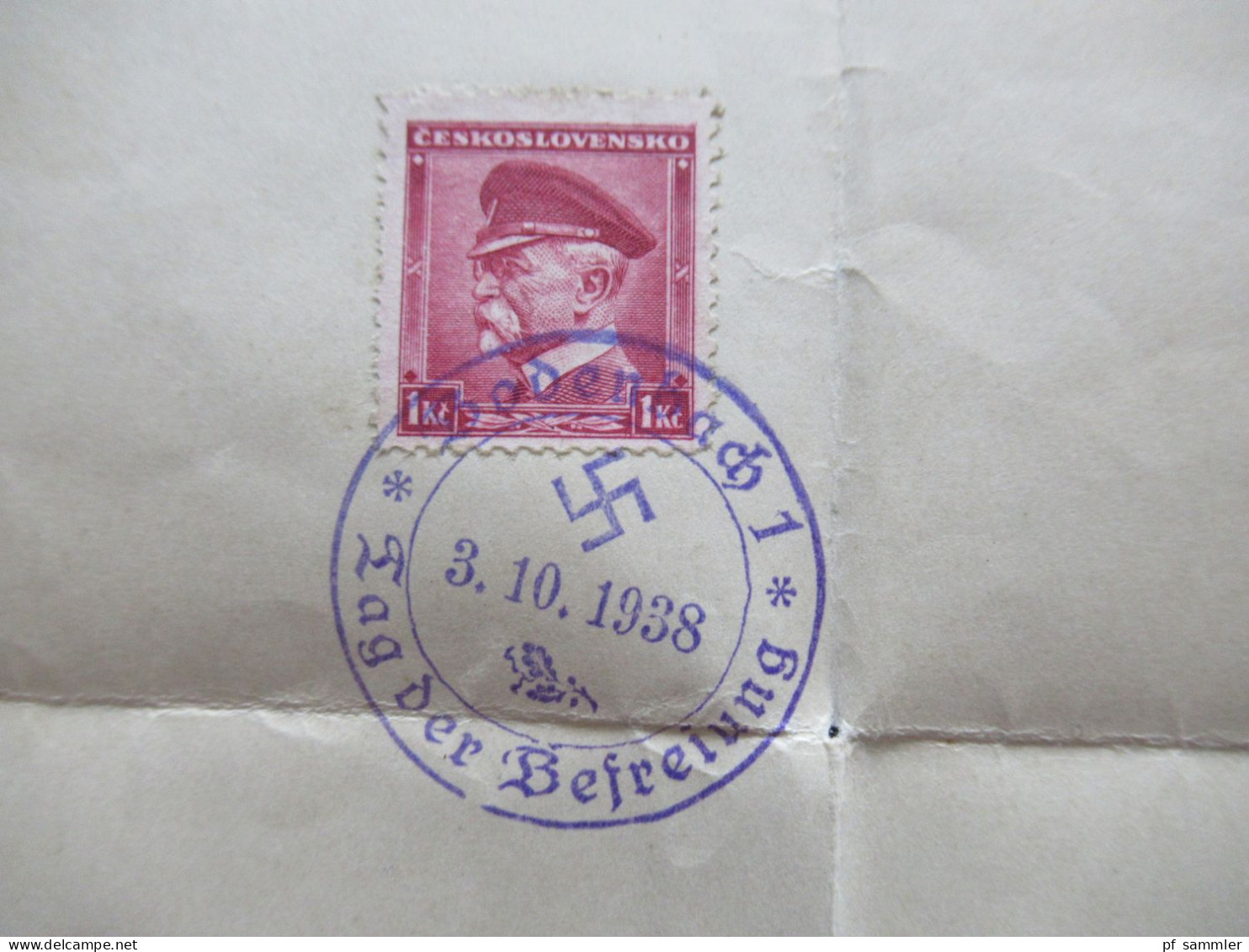 3.Reich Sudetenland Befreiungsstempel Bodenbach 1 Sudetenland Tag Der Befreiung 3.10.1938 Blanko Blatt Mit 6 Marken - Sudetenland