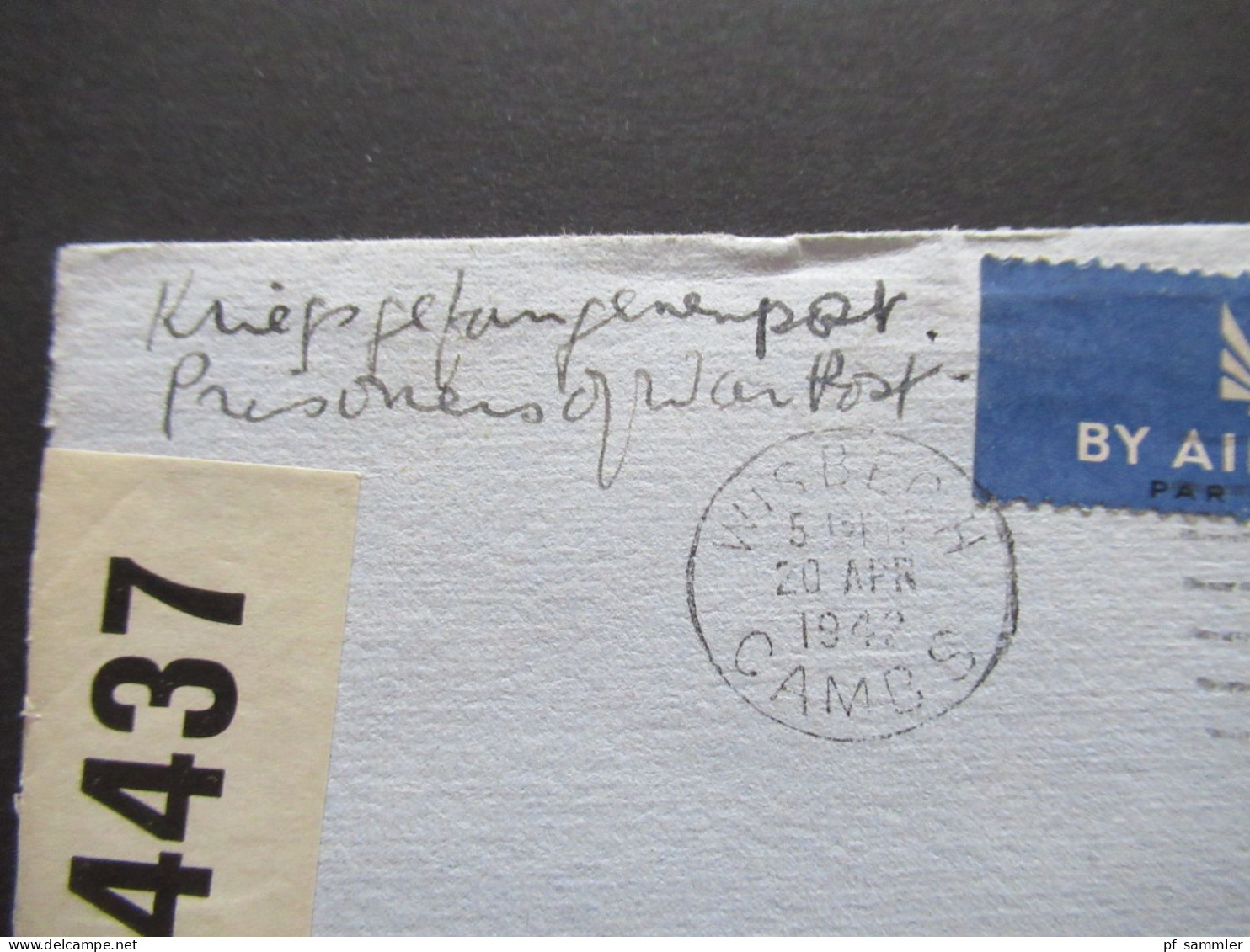 GB 1942 POW Kriegsgefangenenpost Mit Zensurstreifen Opened By Examiner 4437 Wisbech Cambs - Hemer Lazarett - Cartas & Documentos