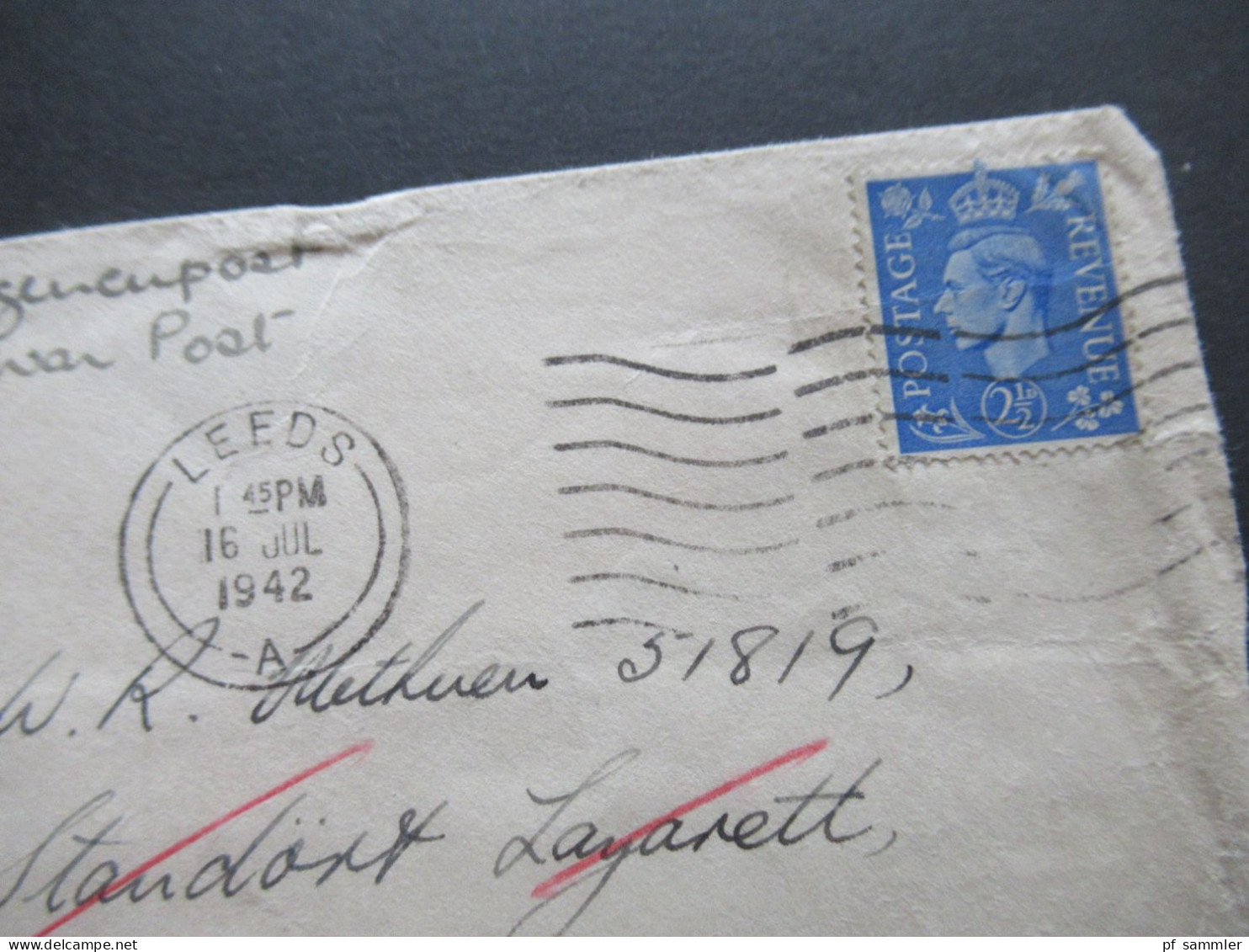 GB 1942 POW Kriegsgefangenenpost Mit Zensurstreifen Opened By Examiner 618 Leeds - Hemer Lazarett - Covers & Documents