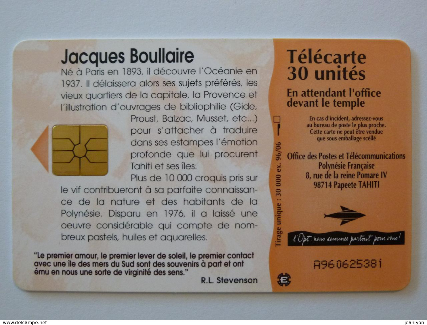 EN ATTENDANT OFFICE DEVANT LE TEMPLE - Peinture / Tableau - Jacques BOULLAIRE - Télécarte Polynésie Française - Painting