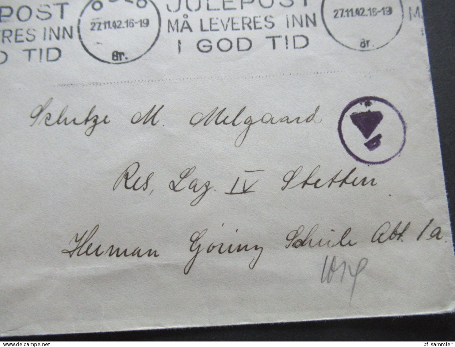 Norwegen 1942 POW Kriegsgefangenenpost Zensurstempel Zensur Oslo - Res.Lazarett IV Stettin Hermann Göring Schule - Lettres & Documents