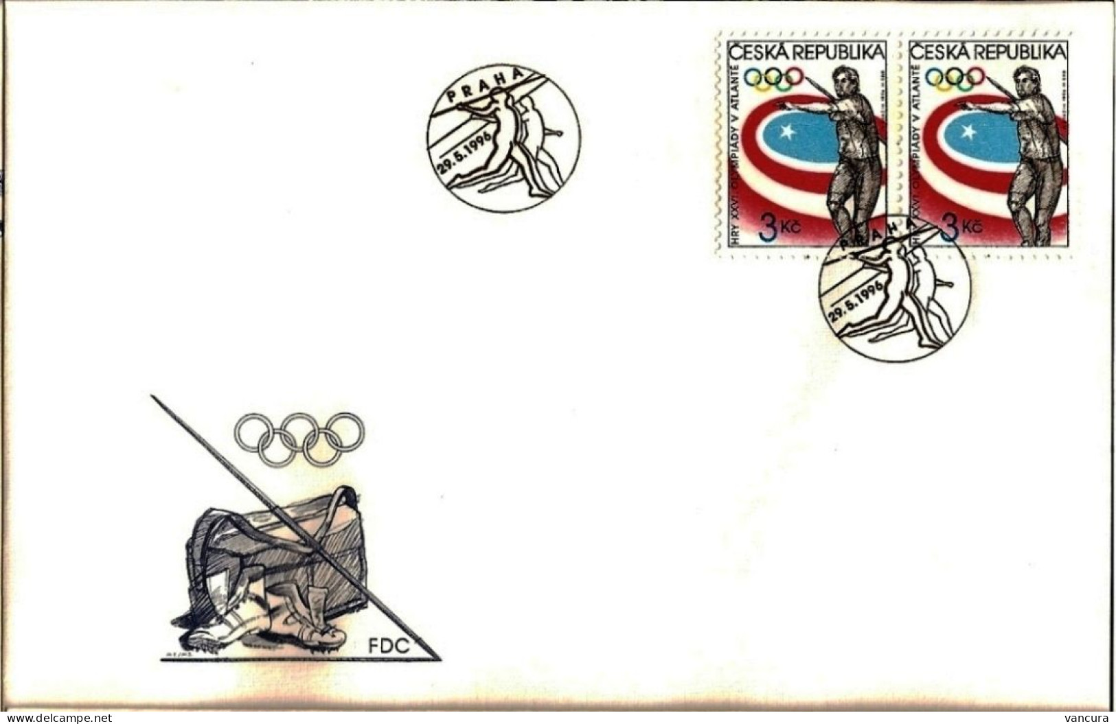 FDC 116 Czech Republic OG Atlanta 1996 Notice Poor Scan, But The FDC Is Fine - Ete 1996: Atlanta