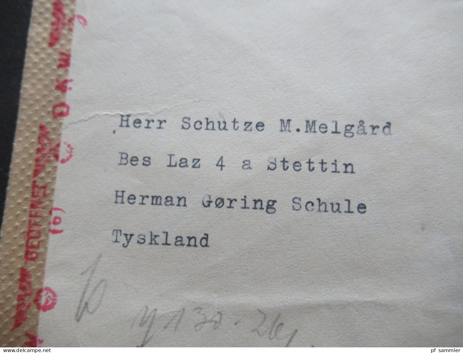 Norwegen 1942 POW Kriegsgefangenenpost Zensurstreifen OKW Zensur Skarnes - Res.Lazarett IV Stettin Hermann Göring Schule - Lettres & Documents