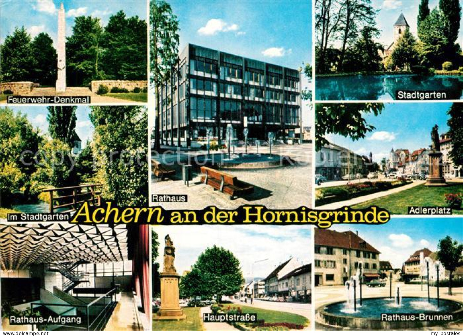 72942952 Achern Baden Denkmal Stadtgarten Rathaus Hauptstrasse Adlerplatz Brunne - Achern