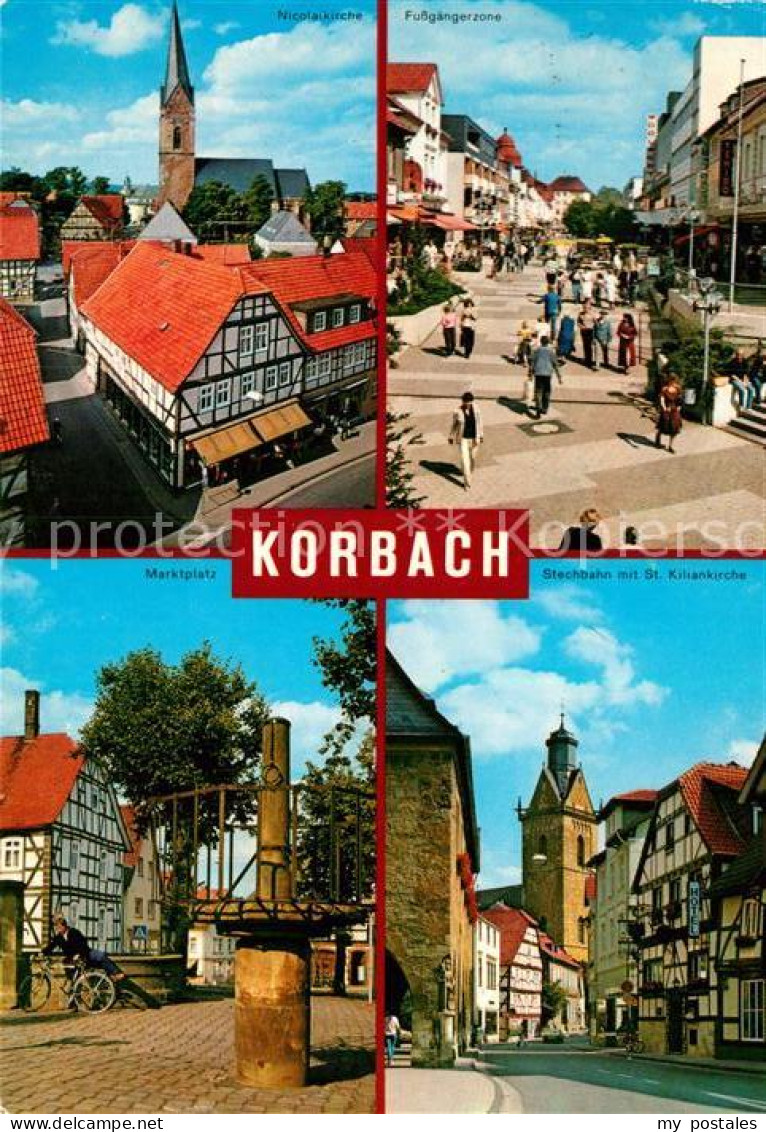 72942124 Korbach Nicolaikirche Fussgaengerzone Marktplatz Stechbahn Mit St Kilia - Korbach