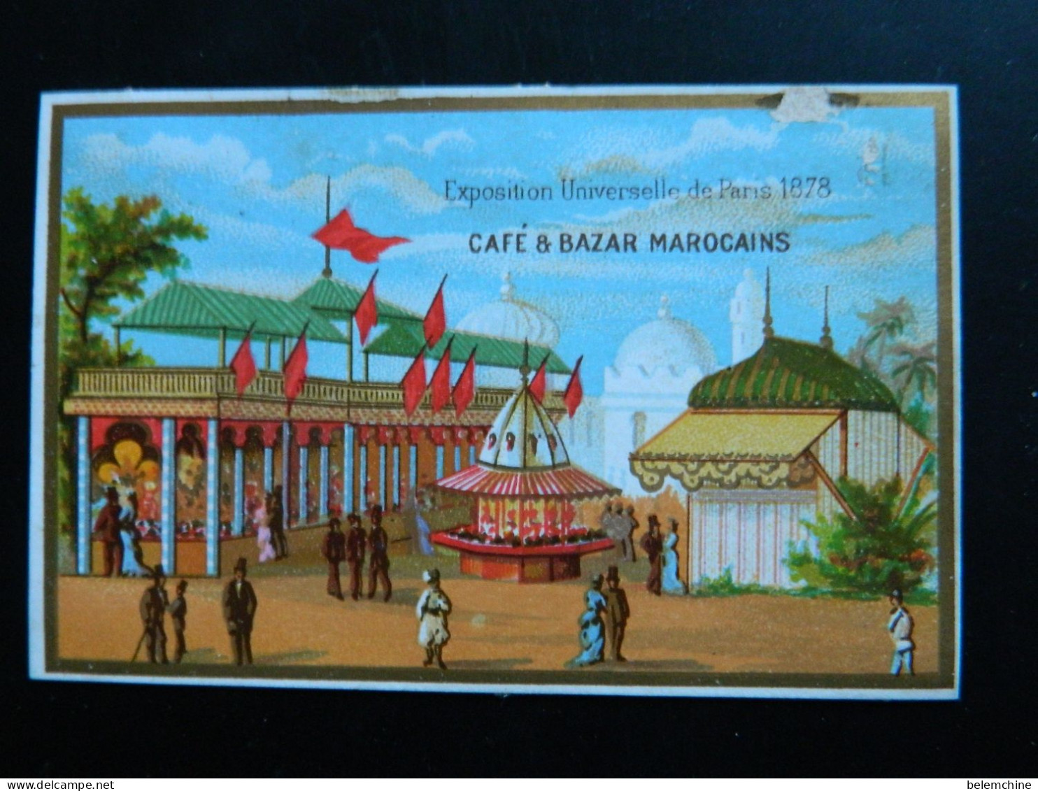 CHROMO EXPOSITION UNIVERSELLE DE PARIS 1878   ( 12  X   8,2 Cms)  CAFE ET BAZAR MAROCAINS - Artis Historia