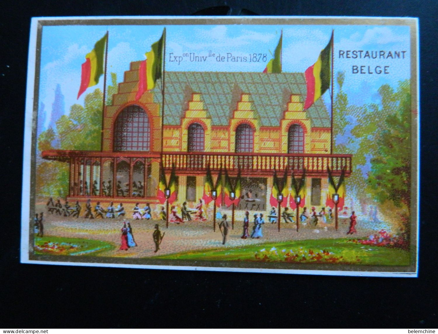 CHROMO EXPOSITION UNIVERSELLE DE PARIS 1878   ( 12  X   8,2 Cms)  RESTAURANT BELGE - Artis Historia