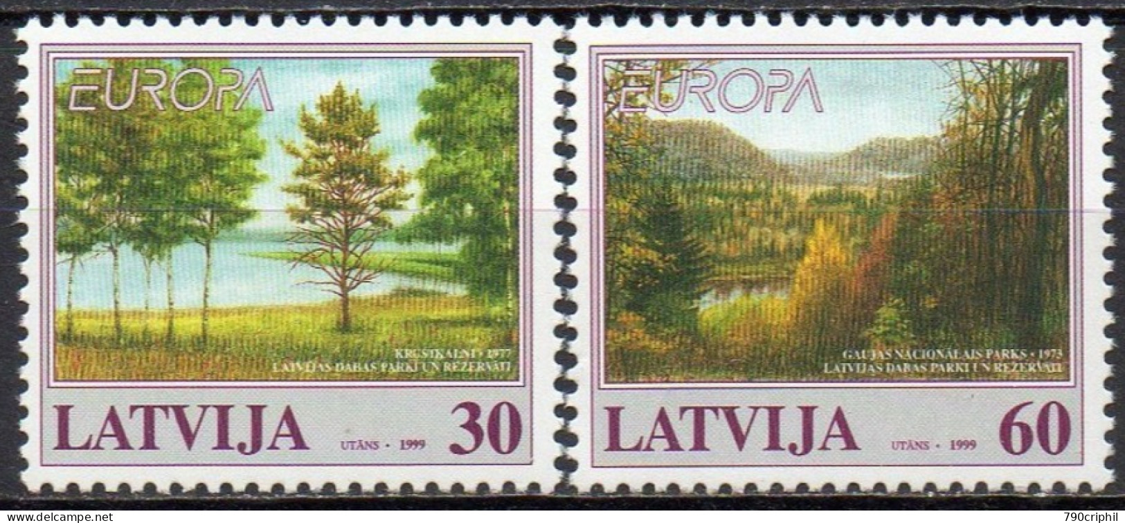 CEPT / Europa 1999 Lettonie N° 464 Et 465 ** Réserves Et Parcs Naturels - 1999
