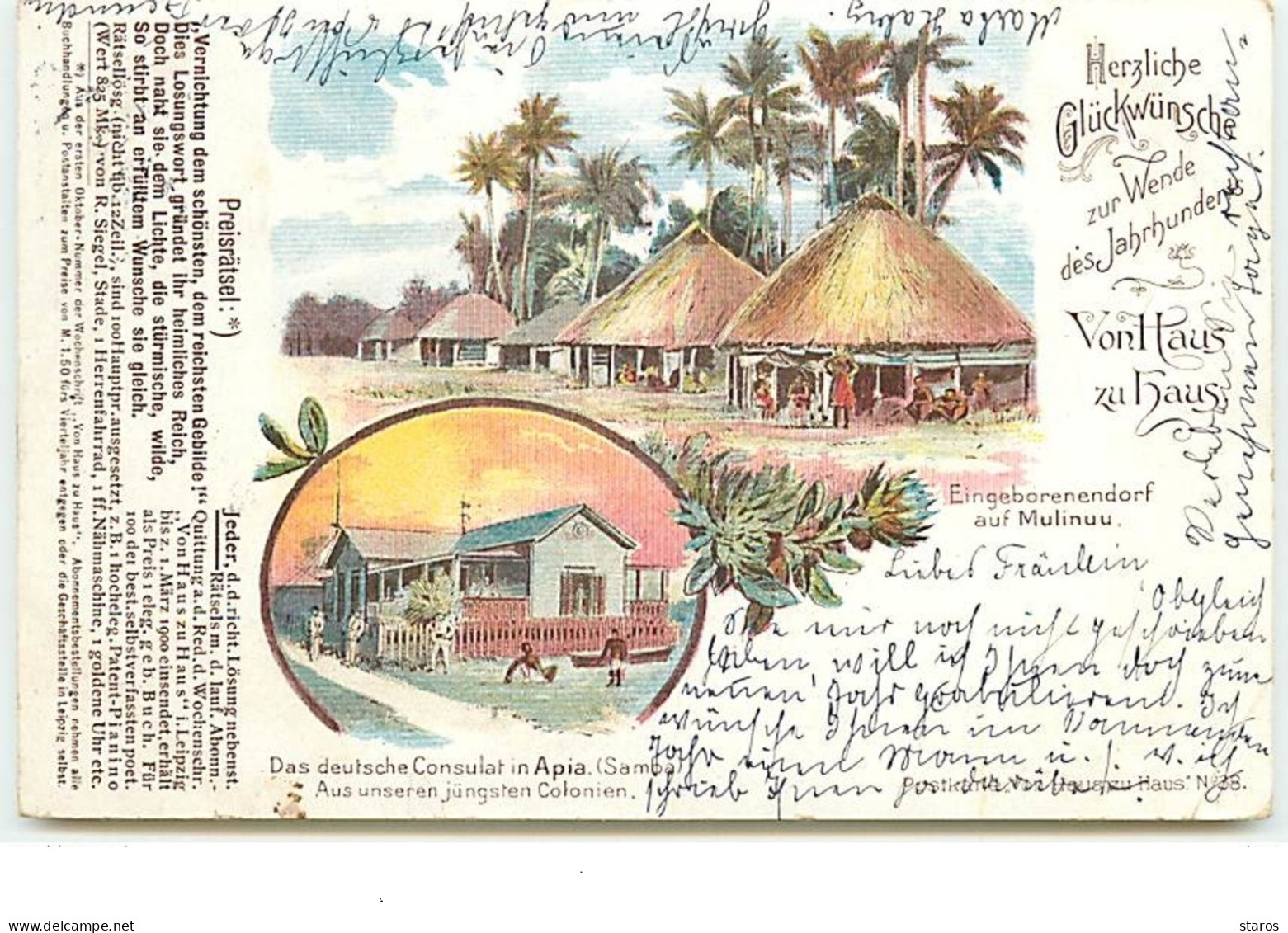 SAMOA - Herzliche Glückwünsche Zur Wende Des Jahrhunderts - Vonhaus Zu Haus - Consulat In Apia - Samoa