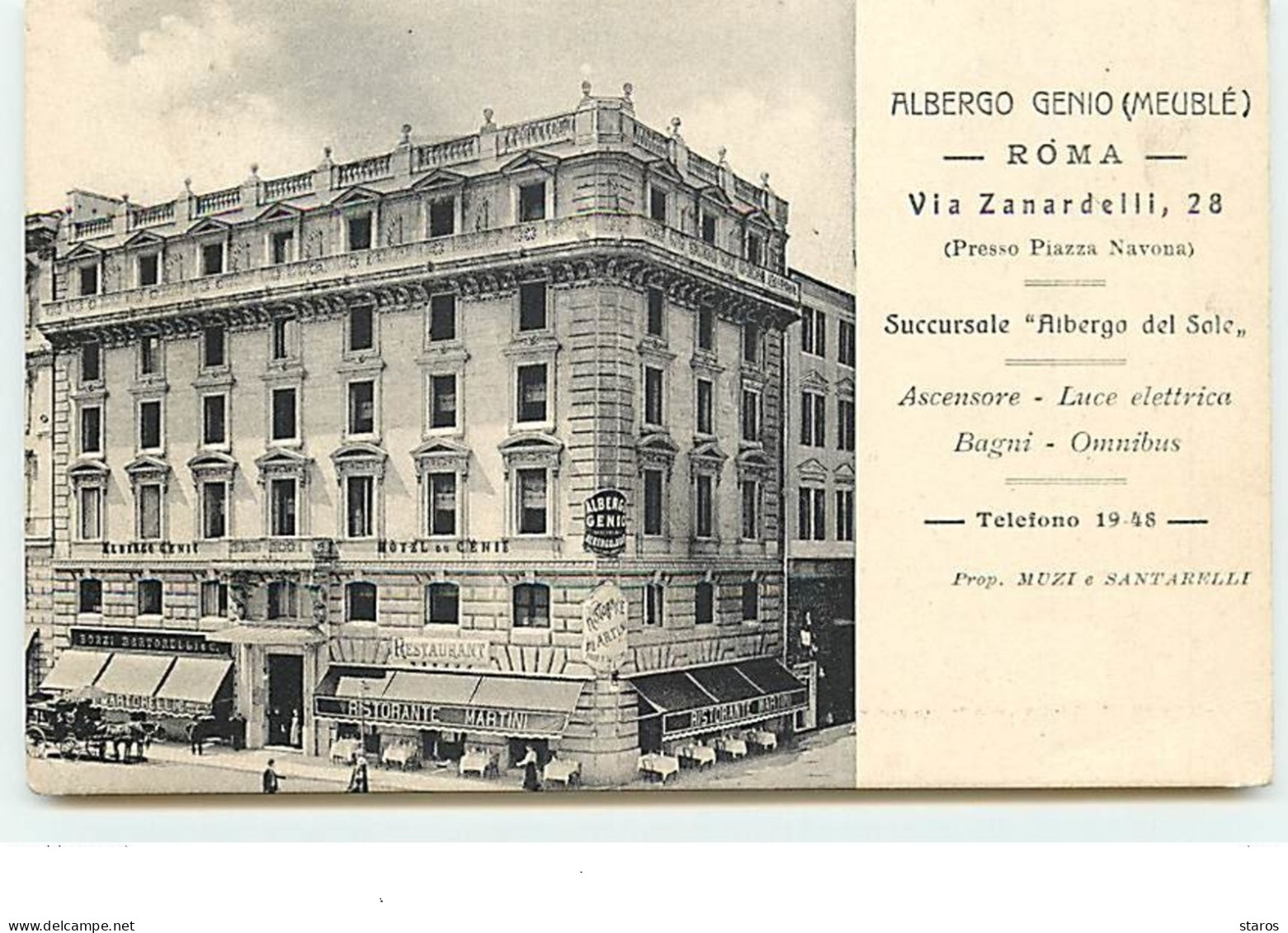 ROMA - Albergo Genio (meublé) - Via Zanardelli - Succursale "Albergo Del Sole" - Wirtschaften, Hotels & Restaurants