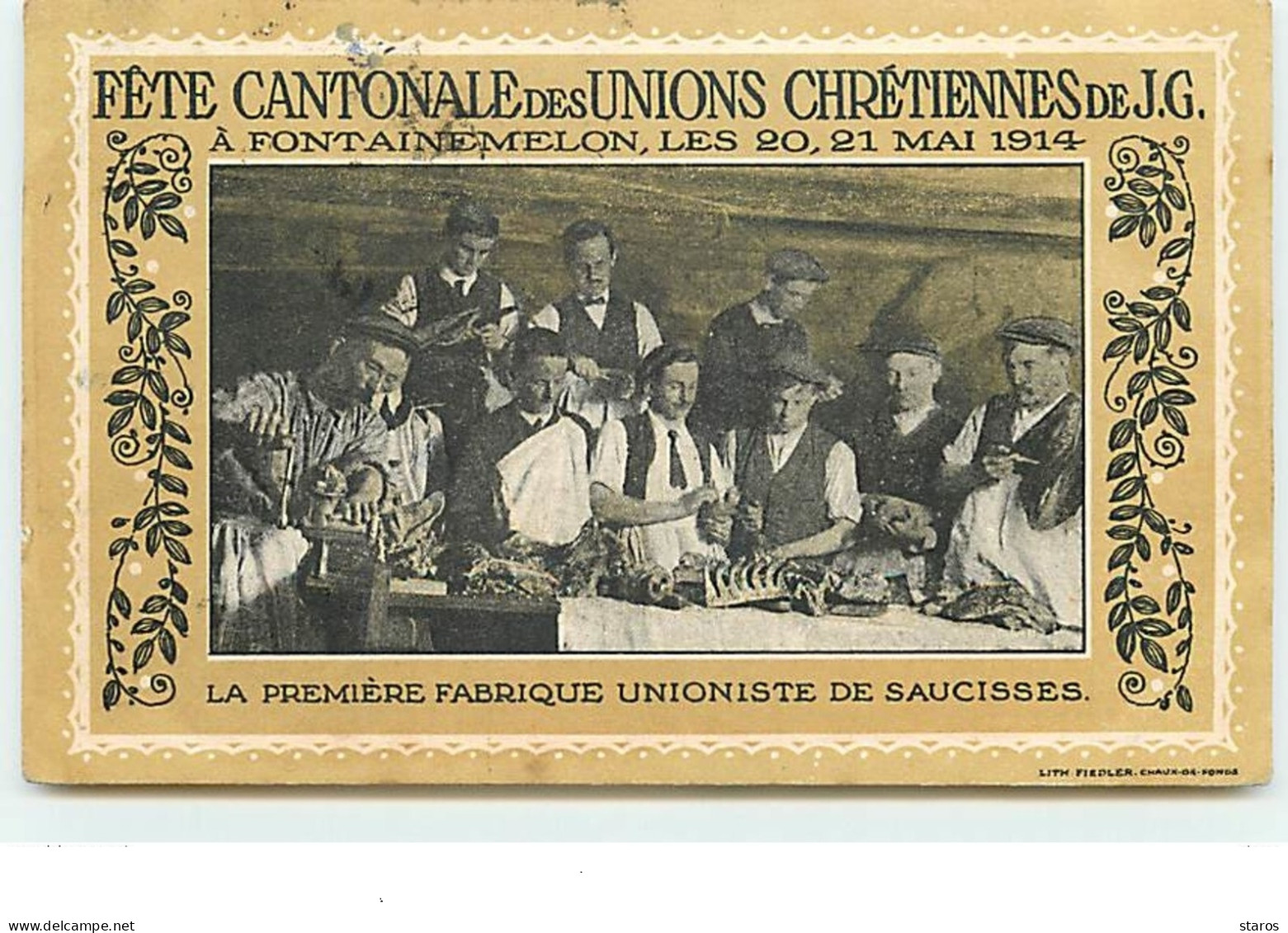 Fête Cantonale Des Unions Chrétiennes De J.G. à FONTAINEMELON - La Première Fabrique Unioniste De Saucisses - Fontainemelon