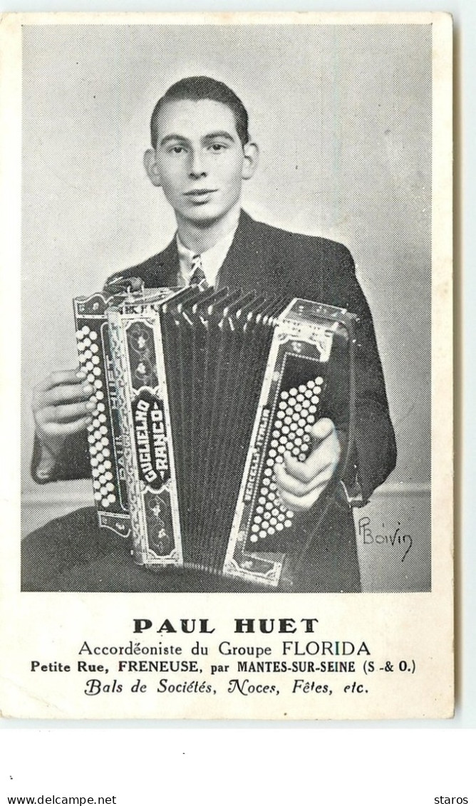 Paul Huet - Accordéoniste Du Groupe Florida - Petite Rue FRENEUSE Par Mantes-sur-Seine - Accordéon - Freneuse