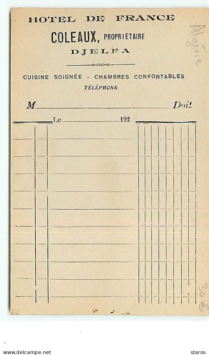 DJELFA - Hôtel De France Coleaux, Propriétaire - Djelfa