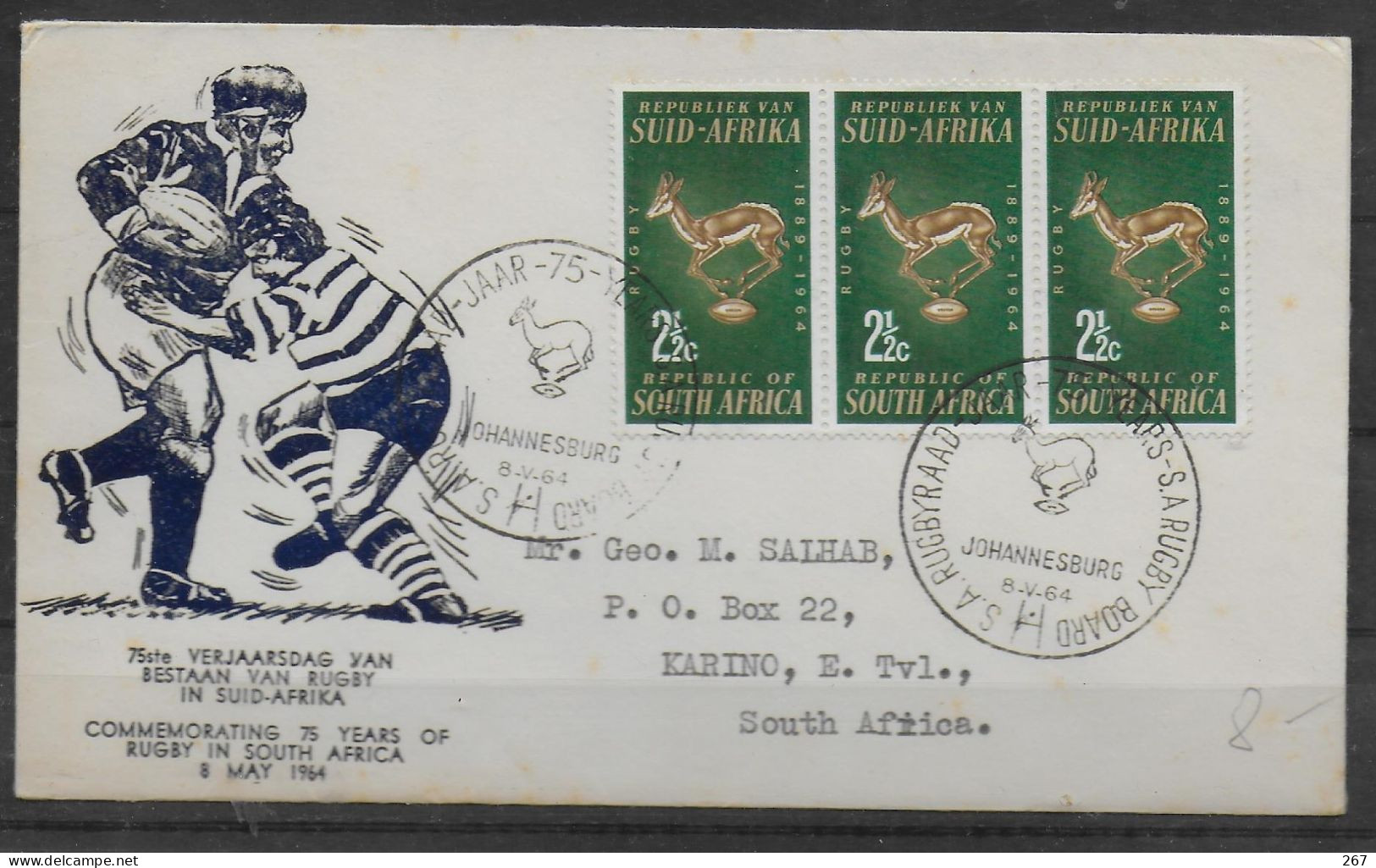 AFRIQUE DU SUD  FDC 1964 Rugby - Rugby