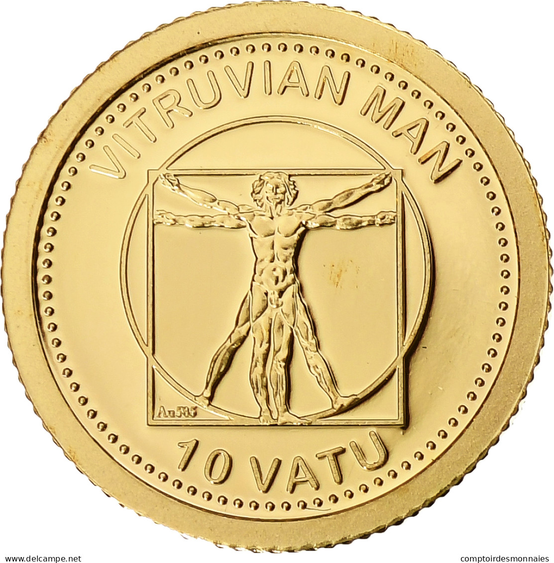 Vanuatu, 20 Vatu, Vitruvian Man, 2013, BE, Or, FDC - Vanuatu