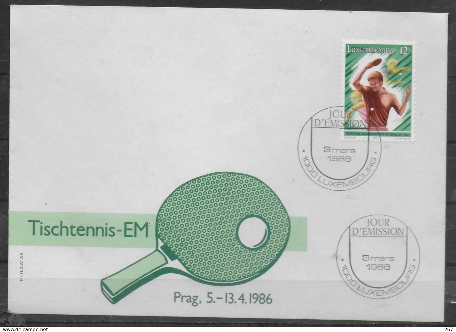 LUXEMBOURG FDC 1988 Tennis De Table - Tischtennis