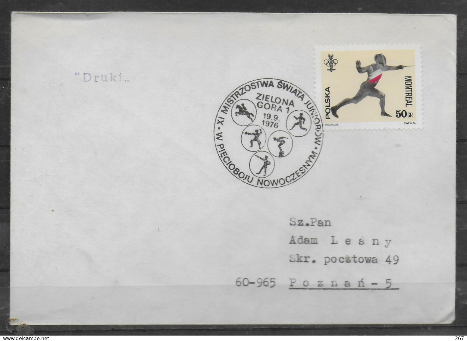 POLOGNE  Lettre 1976 Escrime Tir Natation Course Hippisme - Fencing