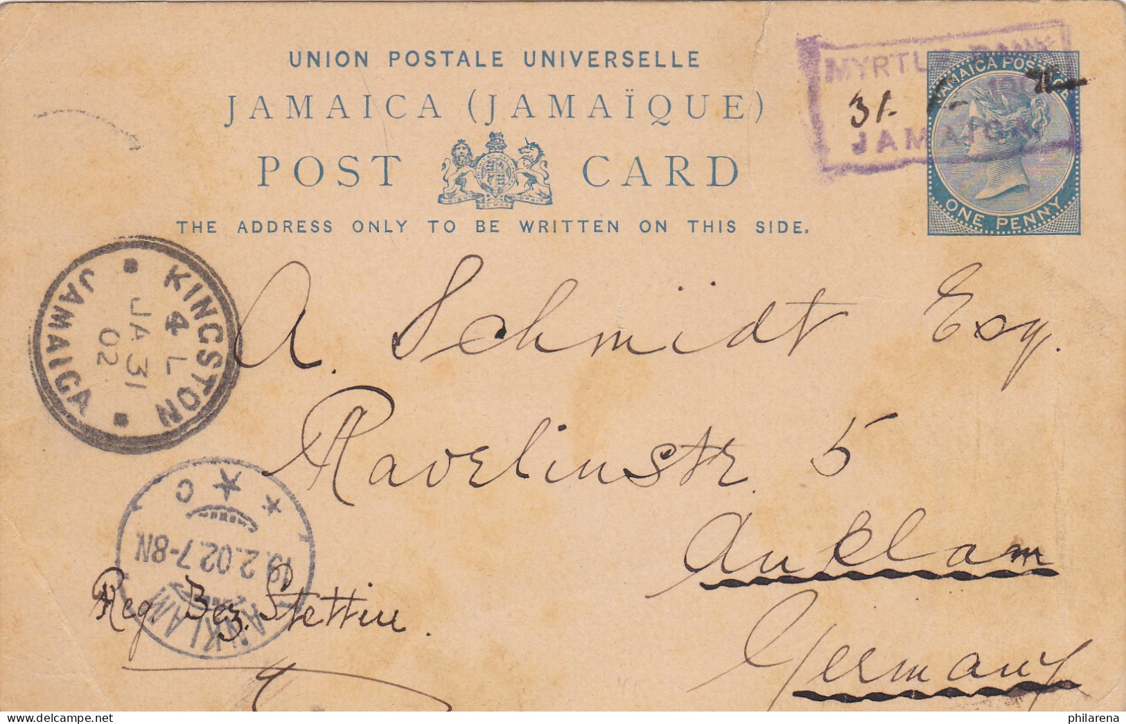 1902: Jamaica To Germany - Post Card - Jamaica (1962-...)